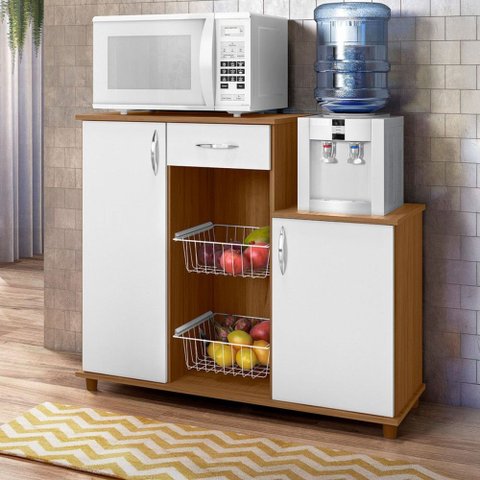 Armário de Cozinha para Forno com Fruteira 2 Portas 1 Gaveta Isla Freijó Trend/branco New - Pnr Móve
