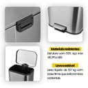 Ver imagem 3 de Lixeira Inox 12 Litros Retangular C/  Pedal Cesto Removível Ideal para Cozinha e Banheiro Brinovar