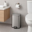 Ver imagem 7 de Lixeira Inox 12 Litros Retangular C/  Pedal Cesto Removível Ideal para Cozinha e Banheiro Brinovar