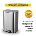 Ver imagem 2 de Lixeira Inox 12 Litros Retangular C/  Pedal Cesto Removível Ideal para Cozinha e Banheiro Brinovar