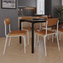 Ver imagem 3 de Conjunto 2 Cadeiras Estofadas Fixa Empilhável Fit Marrom/Caramelo/Branco Fosco Mt