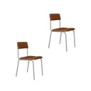 Ver imagem 1 de Conjunto 2 Cadeiras Estofadas Fixa Empilhável Fit Marrom/Caramelo/Branco Fosco Mt