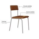Ver imagem 5 de Conjunto 2 Cadeiras Estofadas Fixa Empilhável Fit Marrom/Caramelo/Branco Fosco Mt