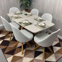 Ver imagem 3 de Sala de Jantar Mesa Bennet 1,60m com 6 Cadeiras Dilly Giratórias D'confort Design Suede Preto 76