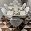 Ver imagem 4 de Sala de Jantar Mesa Bennet 1,60m com 6 Cadeiras Dilly Giratórias D'confort Design Suede Preto 76