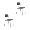 Ver imagem 1 de Conjunto 2 Cadeiras Estofadas Fixa Empilhável Fit Cinza/Névoa Prata City/Branco Fosco Mt