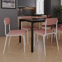 Ver imagem 3 de Conjunto 2 Cadeiras Estofadas Fixa Empilhável Fit Rosa/Tulipa Rosê City/Branco Fosco Mt