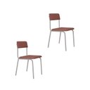 Ver imagem 1 de Conjunto 2 Cadeiras Estofadas Fixa Empilhável Fit Rosa/Tulipa Rosê City/Branco Fosco Mt