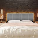 Ver imagem 2 de Cabeceira Estofada Iluminação Led Glow Cama King Size 200cm Linho Cinza