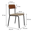 Ver imagem 4 de Conjunto 3 Cadeiras Estofadas Fixa Empilhável Fit Bege/Areia Corriente/Caramelo/Preto Fosco Mt