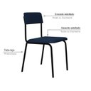 Ver imagem 5 de Conjunto 3 Cadeiras Estofadas Fixa Empilhável Fit Azul/City/Preto Fosco Mt