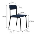 Ver imagem 4 de Conjunto 3 Cadeiras Estofadas Fixa Empilhável Fit Azul/City/Preto Fosco Mt