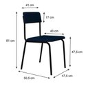 Ver imagem 4 de Conjunto 3 Cadeiras Estofadas Fixa Empilhável Fit Azul/Corriente/Preto Fosco Mt