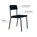 Ver imagem 5 de Conjunto 3 Cadeiras Estofadas Fixa Empilhável Fit Azul/Corriente/Preto Fosco Mt