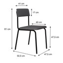 Ver imagem 4 de Conjunto 3 Cadeiras Estofadas Fixa Empilhável Fit Cinza Corriente/Preto Fosco Mt
