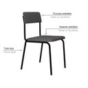 Ver imagem 5 de Conjunto 3 Cadeiras Estofadas Fixa Empilhável Fit Cinza Corriente/Preto Fosco Mt