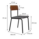 Ver imagem 4 de Conjunto 3 Cadeiras Estofadas Fixa Empilhável Fit Cinza/Caramelo/Preto
