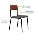 Ver imagem 5 de Conjunto 3 Cadeiras Estofadas Fixa Empilhável Fit Cinza/Caramelo/Preto