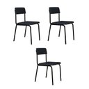 Ver imagem 1 de Conjunto 3 Cadeiras Estofadas Fixa Empilhável Fit Cinza/Corriente/Preto Fosco Mt