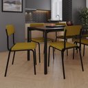 Ver imagem 3 de Conjunto 3 Cadeiras Estofadas Fixa Empilhável Fit Amarelo/Mostarda City/Preto Fosco Mt