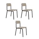 Ver imagem 1 de Conjunto 3 Cadeiras Estofadas Fixa Empilhável Fit Branco/Palha Corriente/Preto Fosco Mt