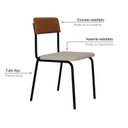 Ver imagem 5 de Conjunto 3 Cadeiras Estofadas Fixa Empilhável Fit Branco/Palha Corriente/Caramelo/Preto Fosco Mt