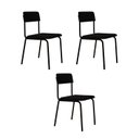 Ver imagem 1 de Conjunto 3 Cadeiras Estofadas Fixa Empilhável Fit Preto/Fosco Mt