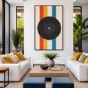 Ver imagem 4 de Quadro Canvas Abstrato Disco Vinil 60x40cm Mold Branca