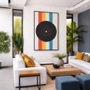 Ver imagem 3 de Quadro Canvas Abstrato Disco Vinil 60x40cm Mold Branca