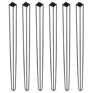 Kit 6 Pés de Metal 90 CM Hairpin Legs Aparador e Mesa de Canto Preto