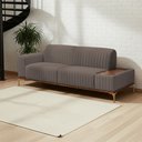 Ver imagem 2 de Sofá Molino 3 Lugares 180cm C/mesa Auxiliar Esquerdo Pés Ouro.f Bouclé Marrom - Nexta Casa