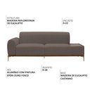 Ver imagem 3 de Sofá Molino 3 Lugares 180cm C/mesa Auxiliar Esquerdo Pés Ouro.f Bouclé Marrom - Nexta Casa