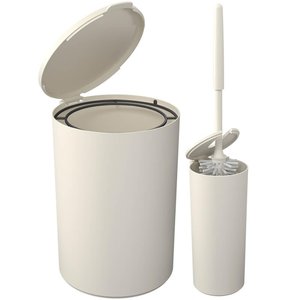 Lixeira e Escova Sanitária para Banheiro Serene Cinza Claro - Coza