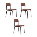 Ver imagem 1 de Conjunto 3 Cadeiras Estofadas Fixa Empilhável Fit Rosa/Linked/Preto Fosco