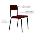 Ver imagem 5 de Conjunto 3 Cadeiras Estofadas Fixa Empilhável Fit Vermelho/Vinho City/Preto Fosco