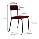 Ver imagem 4 de Conjunto 3 Cadeiras Estofadas Fixa Empilhável Fit Vermelho/Vinho City/Preto Fosco