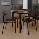 Ver imagem 3 de Conjunto 3 Cadeiras Estofadas Fixa Empilhável Fit Marrom/Café/Preto Fosco
