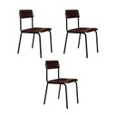 Ver imagem 1 de Conjunto 3 Cadeiras Estofadas Fixa Empilhável Fit Marrom/Café/Preto Fosco