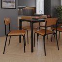 Ver imagem 3 de Conjunto 3 Cadeiras Estofadas Fixa Empilhável Fit Marrom/Caramelo/Preto Fosco