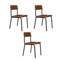 Ver imagem 1 de Conjunto 3 Cadeiras Estofadas Fixa Empilhável Fit Marrom/Caramelo/Preto Fosco