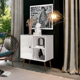 Mesa de Apoio 1 Porta 2 Prateleiras Agata Várias Cores:Branco - 1