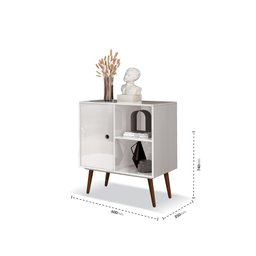 Mesa de Apoio 1 Porta 2 Prateleiras Agata Várias Cores:Branco - 3