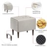 Kit 2 Puff Retangular Decorativo Eloah Linho Gelo Pés Palito Castanho - Arkell - 6