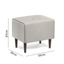 Ver imagem 7 de Kit 2 Puff Retangular Decorativo Eloah Linho Gelo Pés Palito Castanho - Arkell