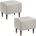 Ver imagem 1 de Kit 2 Puff Retangular Decorativo Eloah Linho Gelo Pés Palito Castanho - Arkell