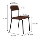 Ver imagem 4 de Conjunto 3 Cadeiras Estofadas Fixa Empilhável Fit Marrom/Whisky/Preto Fosco