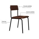 Ver imagem 5 de Conjunto 3 Cadeiras Estofadas Fixa Empilhável Fit Marrom/Whisky/Preto Fosco