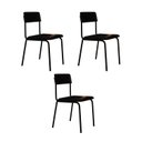 Ver imagem 1 de Conjunto 3 Cadeiras Estofadas Fixa Empilhável Fit Preto/Fosco