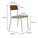 Ver imagem 3 de Conjunto 3 Cadeiras Estofadas Fixa Empilhável Fit Bege/Areia Corriente/Caramelo/Branco Fosco