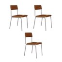 Ver imagem 1 de Conjunto 3 Cadeiras Estofadas Fixa Empilhável Fit Marrom/Caramelo/Branco Fosco